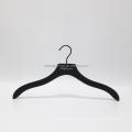 DL758 Black customized wood coat hangar covered with rubber lotus wood material jacket coat men hanger with logo